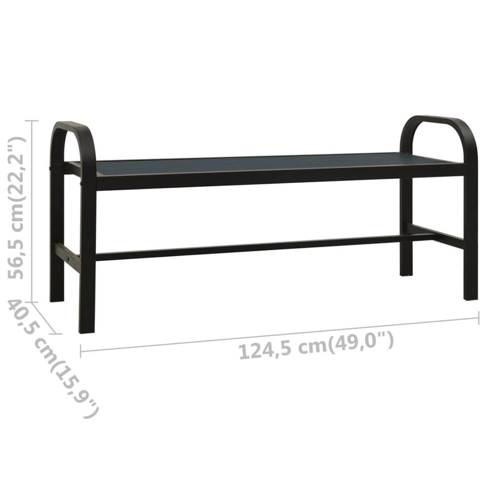 vidaXL Patio Bench 49" Steel and WPC Black. Picture 6