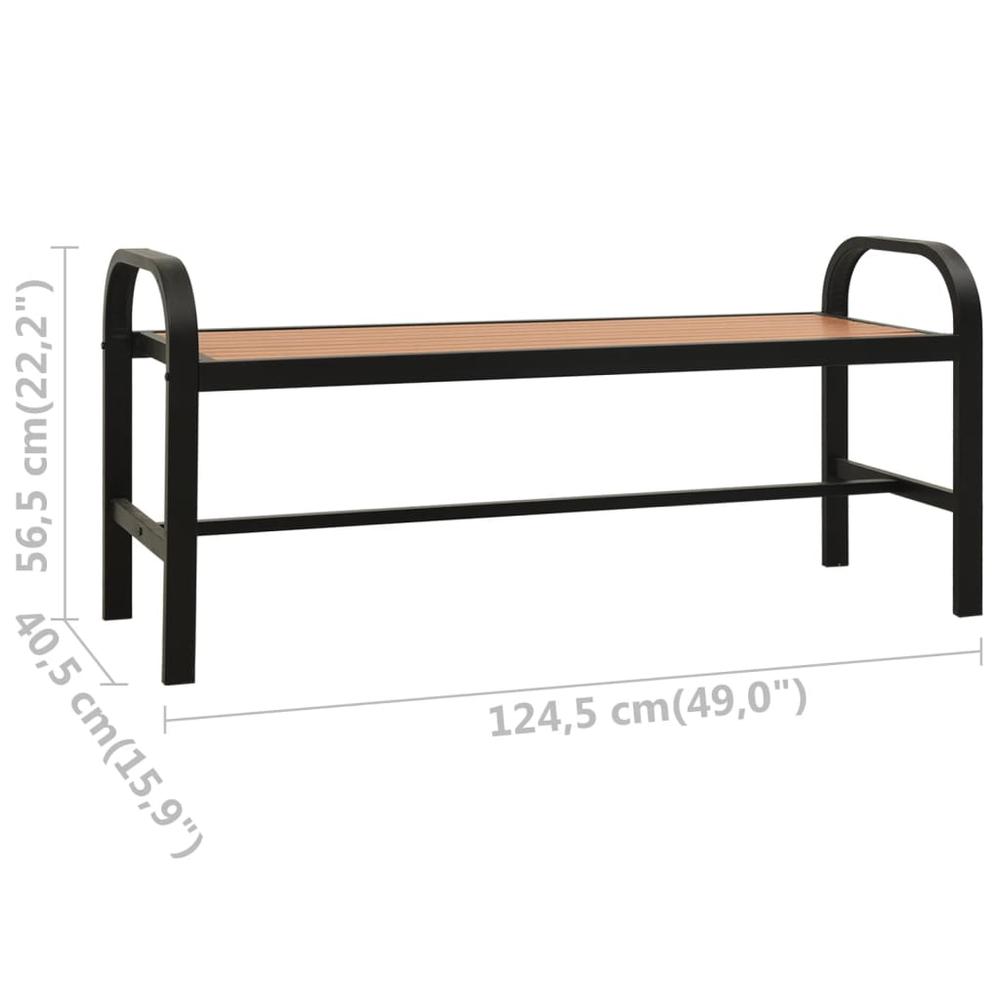vidaXL Patio Bench 49" Steel and WPC Brown and Black. Picture 6