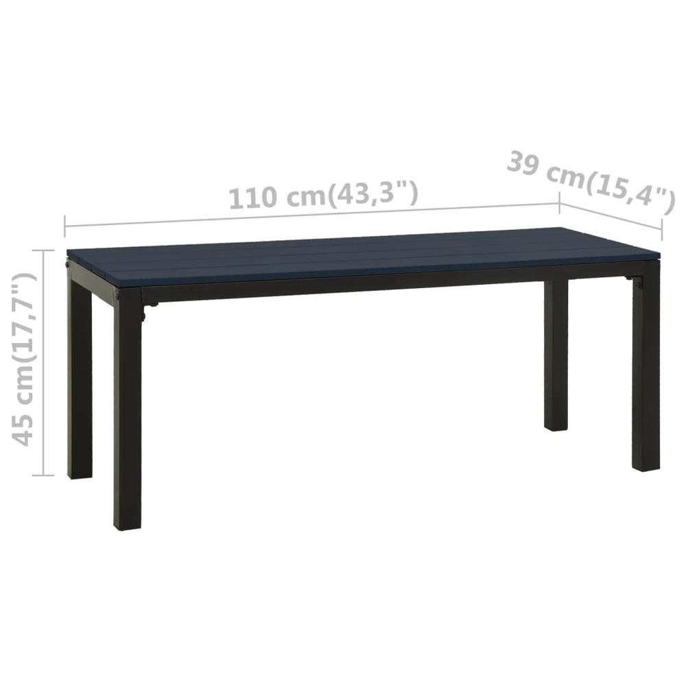 Patio Bench 43.3" Steel and WPC Black. Picture 5