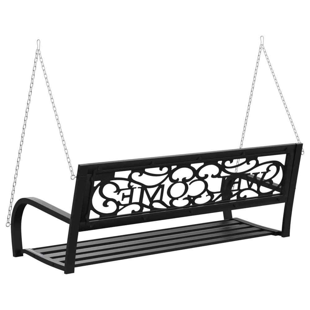 vidaXL Patio Swing Bench 49.2" Steel and Plastic Black, 317143. Picture 6