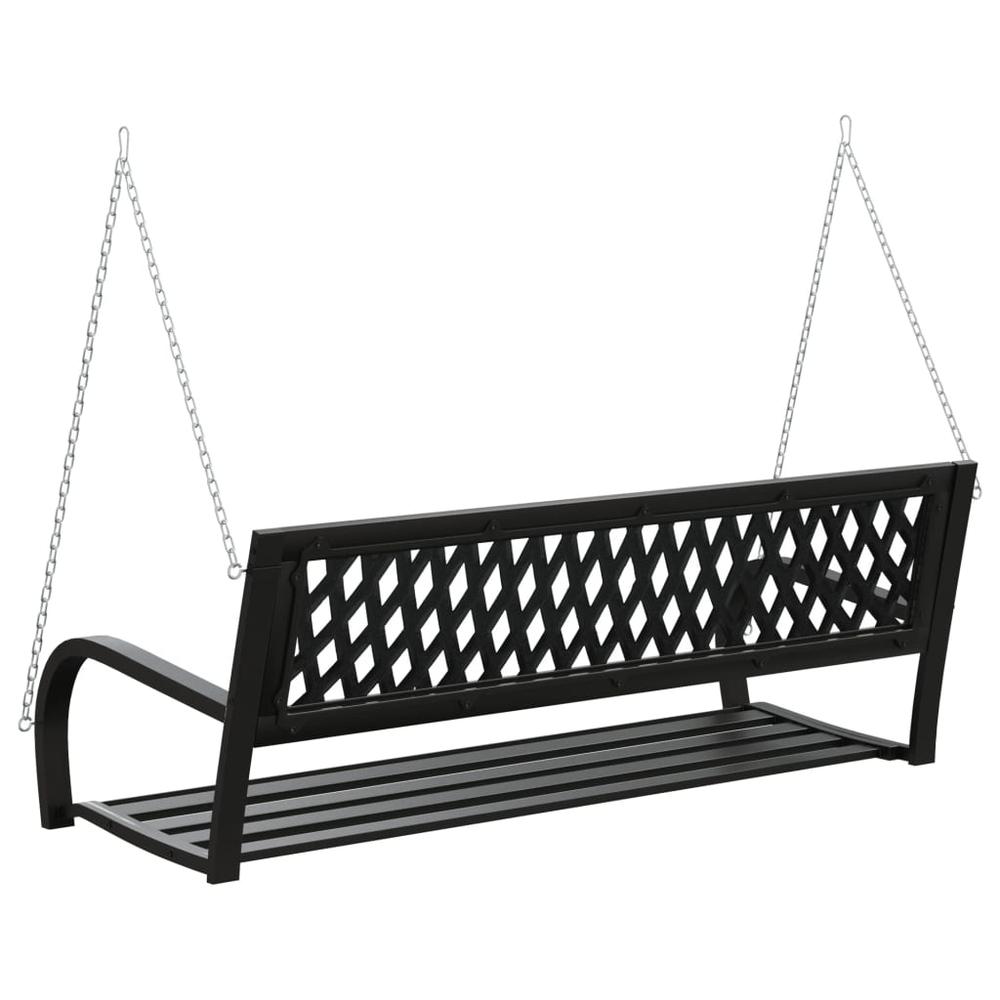 vidaXL Patio Swing Bench 49.2" Steel and Plastic Black, 317144. Picture 6