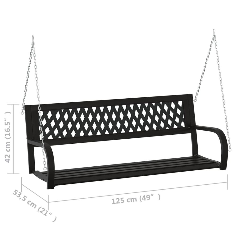 vidaXL Patio Swing Bench 49.2" Steel and Plastic Black, 317144. Picture 8