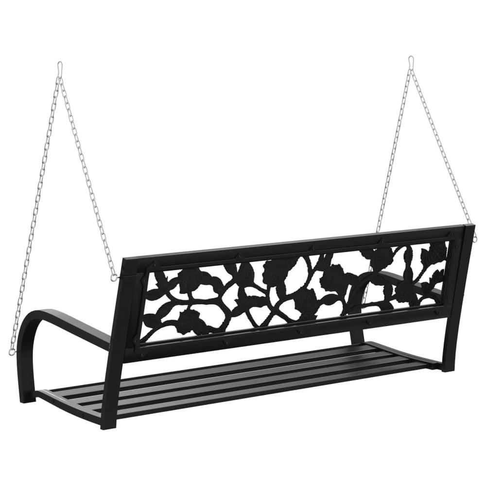 vidaXL Patio Swing Bench 49.2" Steel and Plastic Black, 317145. Picture 6