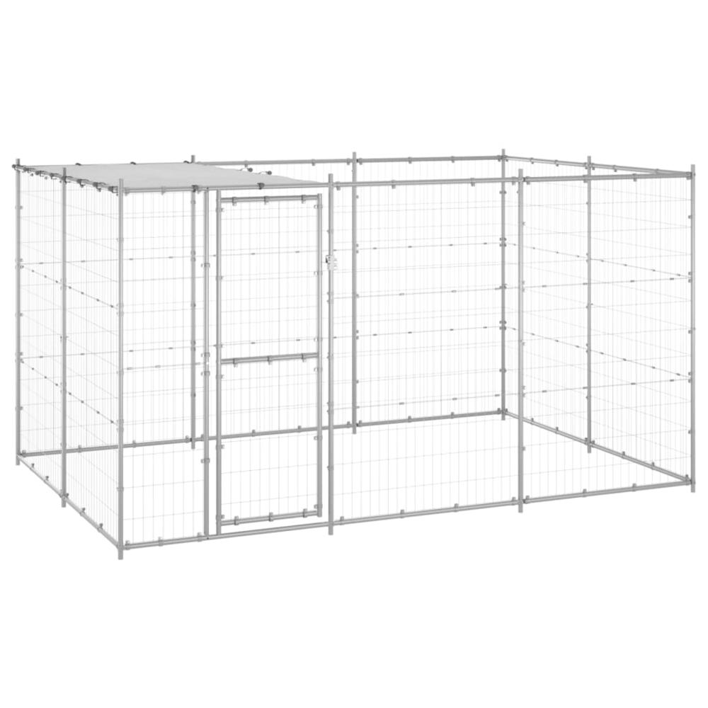 Outdoor Dog Kennel Galvanized Steel with Roof 78.1 ftÂ². Picture 6