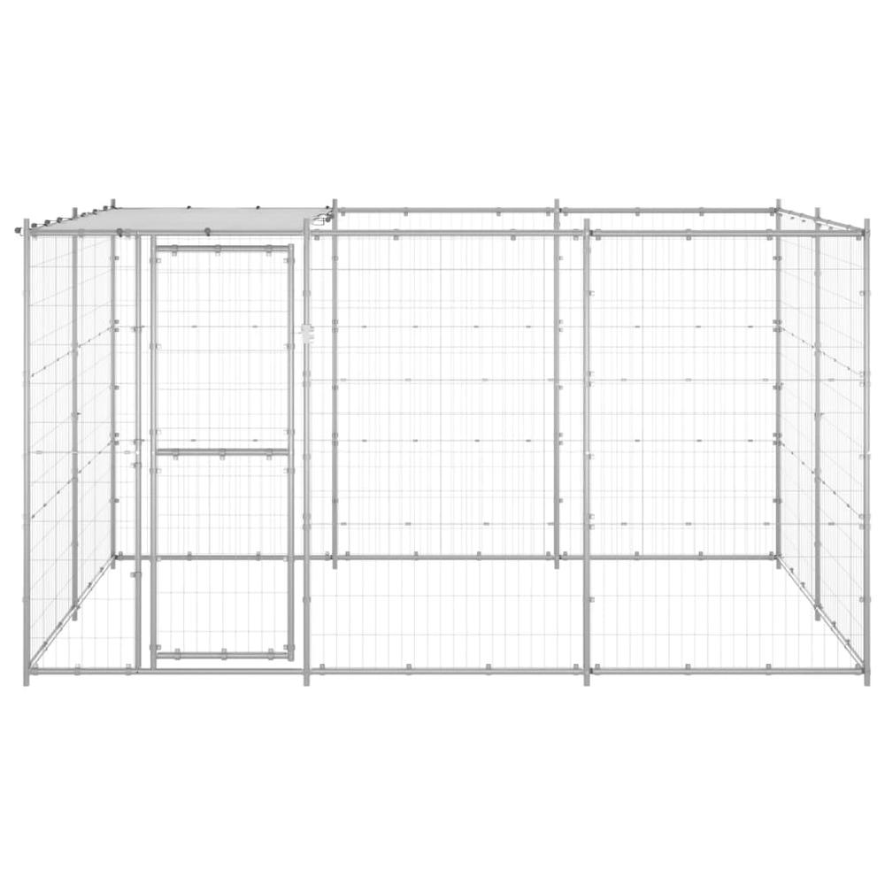 Outdoor Dog Kennel Galvanized Steel with Roof 78.1 ftÂ². Picture 1
