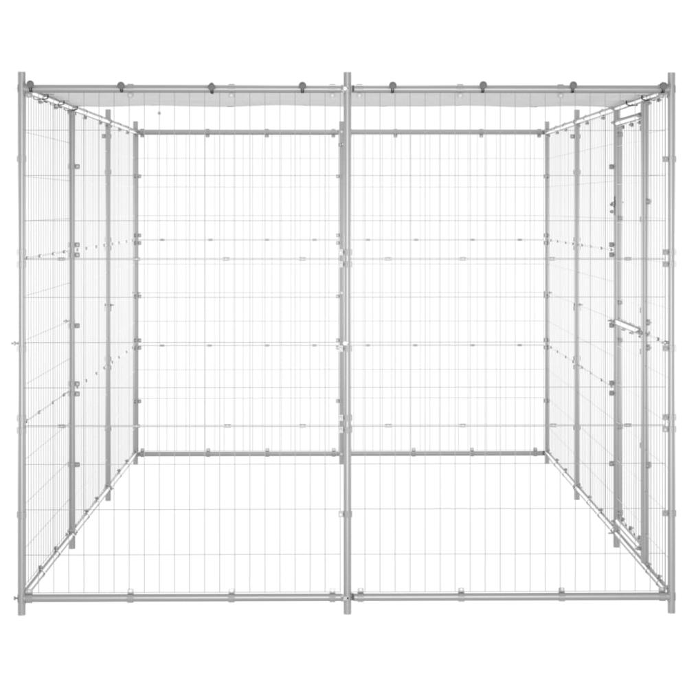 Outdoor Dog Kennel Galvanized Steel with Roof 78.1 ftÂ². Picture 2