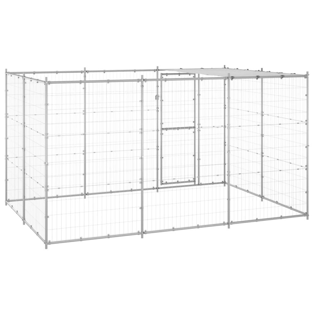 Outdoor Dog Kennel Galvanized Steel with Roof 78.1 ftÂ². Picture 3