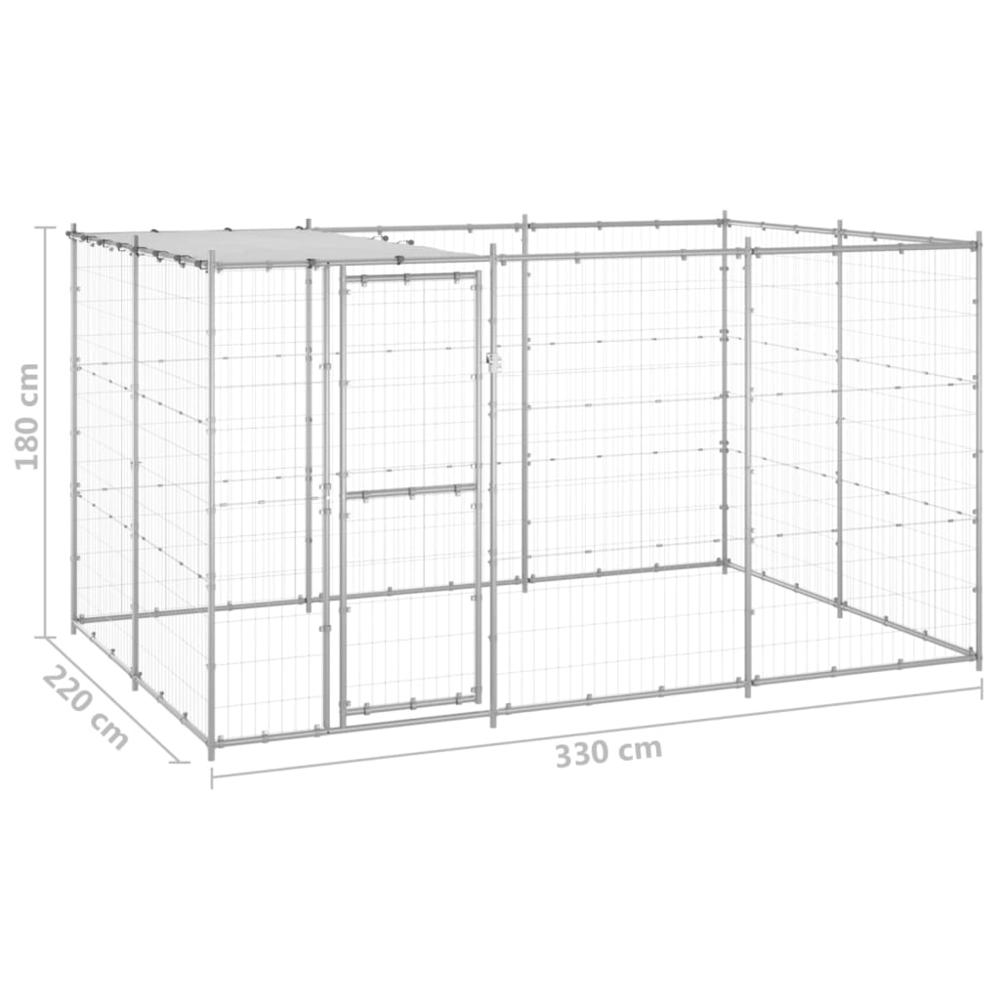 Outdoor Dog Kennel Galvanized Steel with Roof 78.1 ftÂ². Picture 5