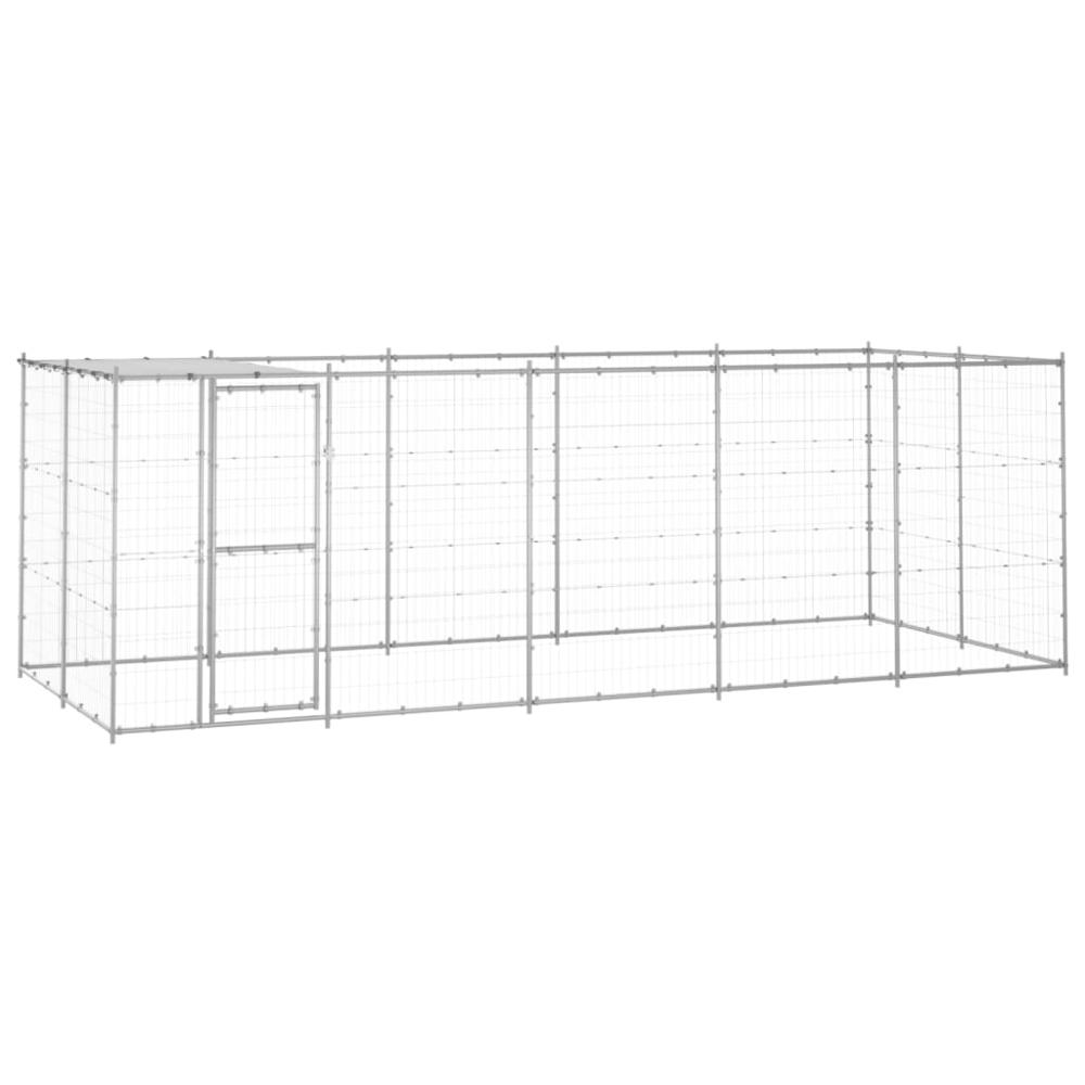 Outdoor Dog Kennel Galvanized Steel with Roof 130.2 ftÂ². Picture 6