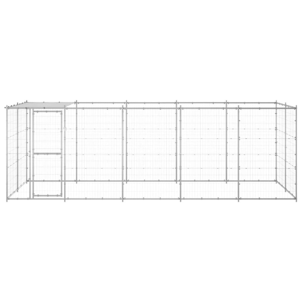 Outdoor Dog Kennel Galvanized Steel with Roof 130.2 ftÂ². Picture 1