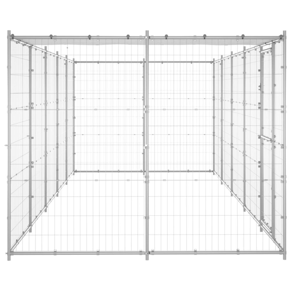 Outdoor Dog Kennel Galvanized Steel with Roof 130.2 ftÂ². Picture 2
