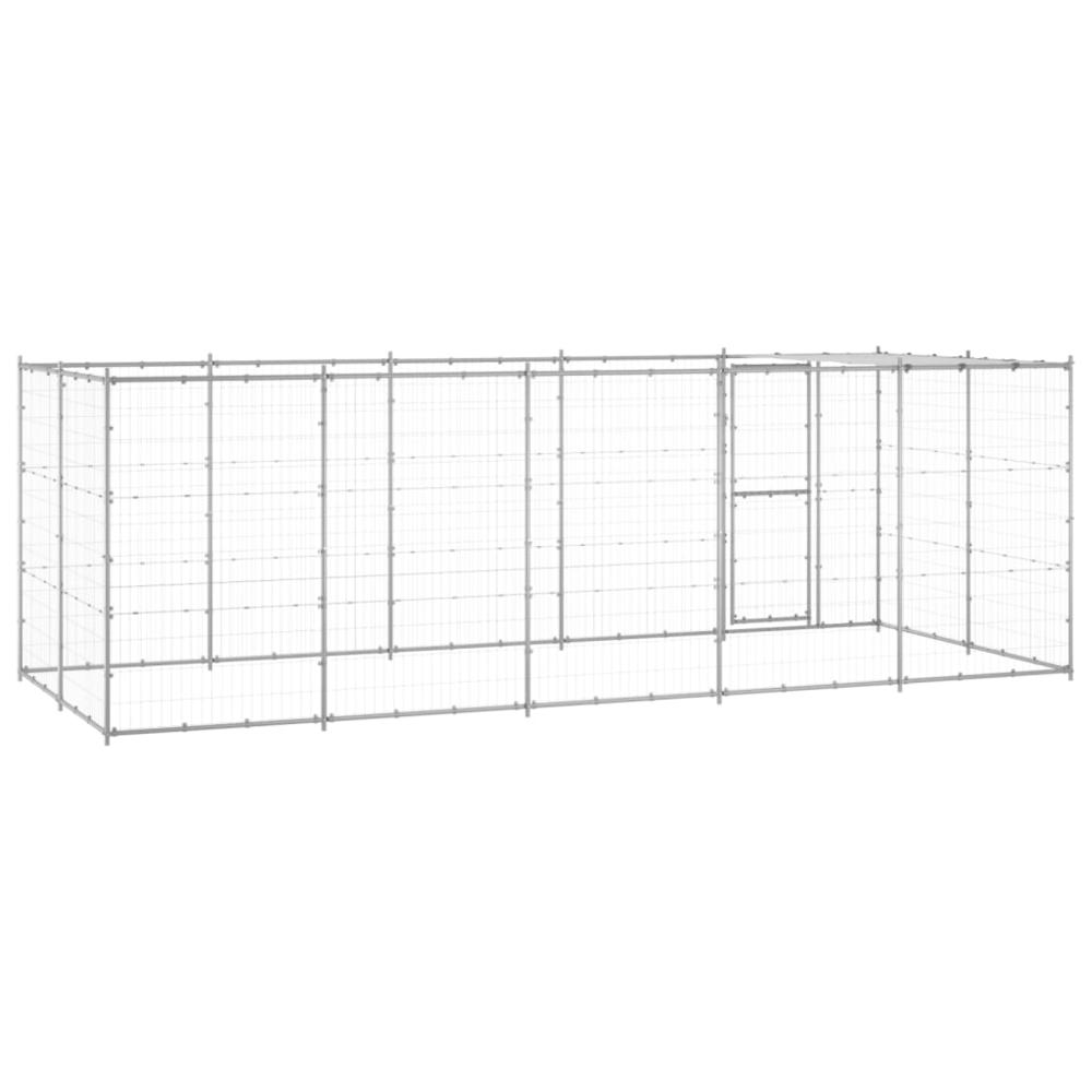 Outdoor Dog Kennel Galvanized Steel with Roof 130.2 ftÂ². Picture 3