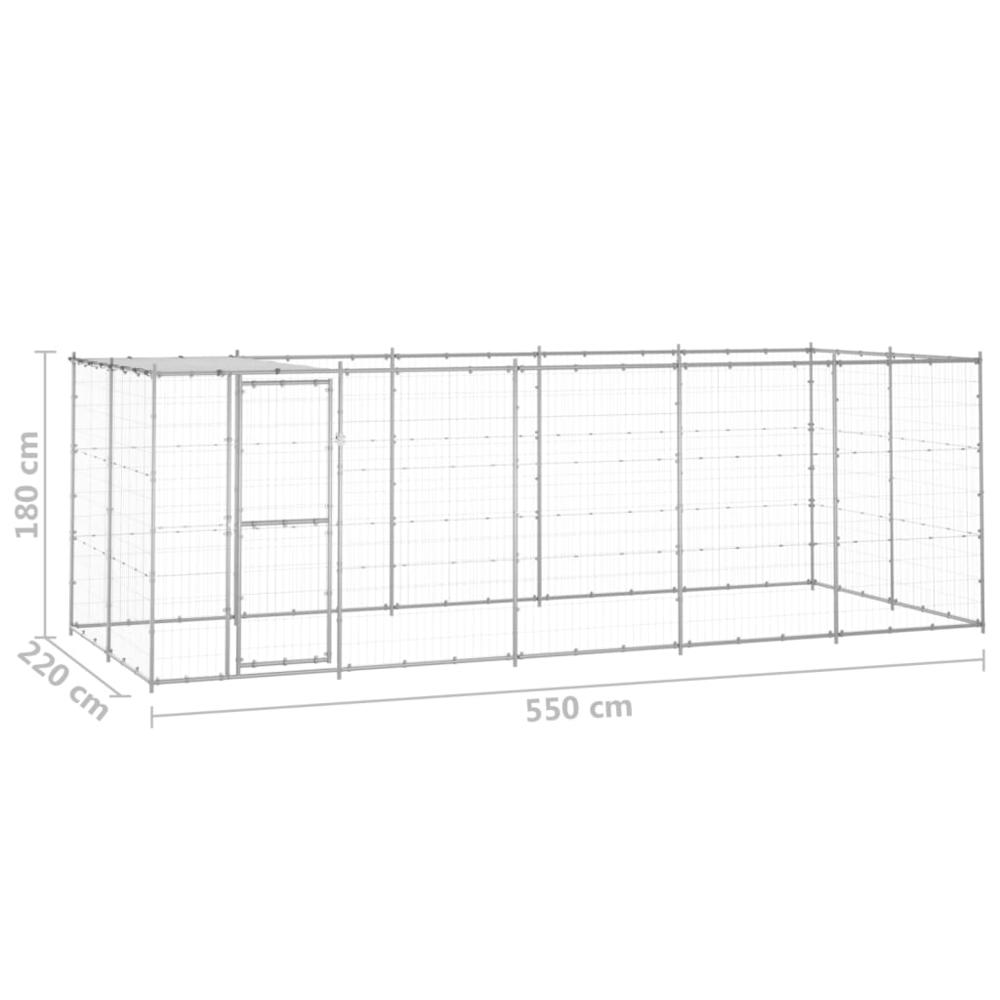 Outdoor Dog Kennel Galvanized Steel with Roof 130.2 ftÂ². Picture 5
