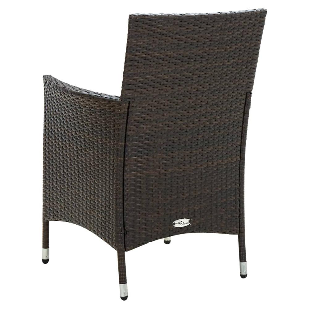 vidaXL Patio Chairs with Cushions 2 pcs Poly Rattan Brown. Picture 5