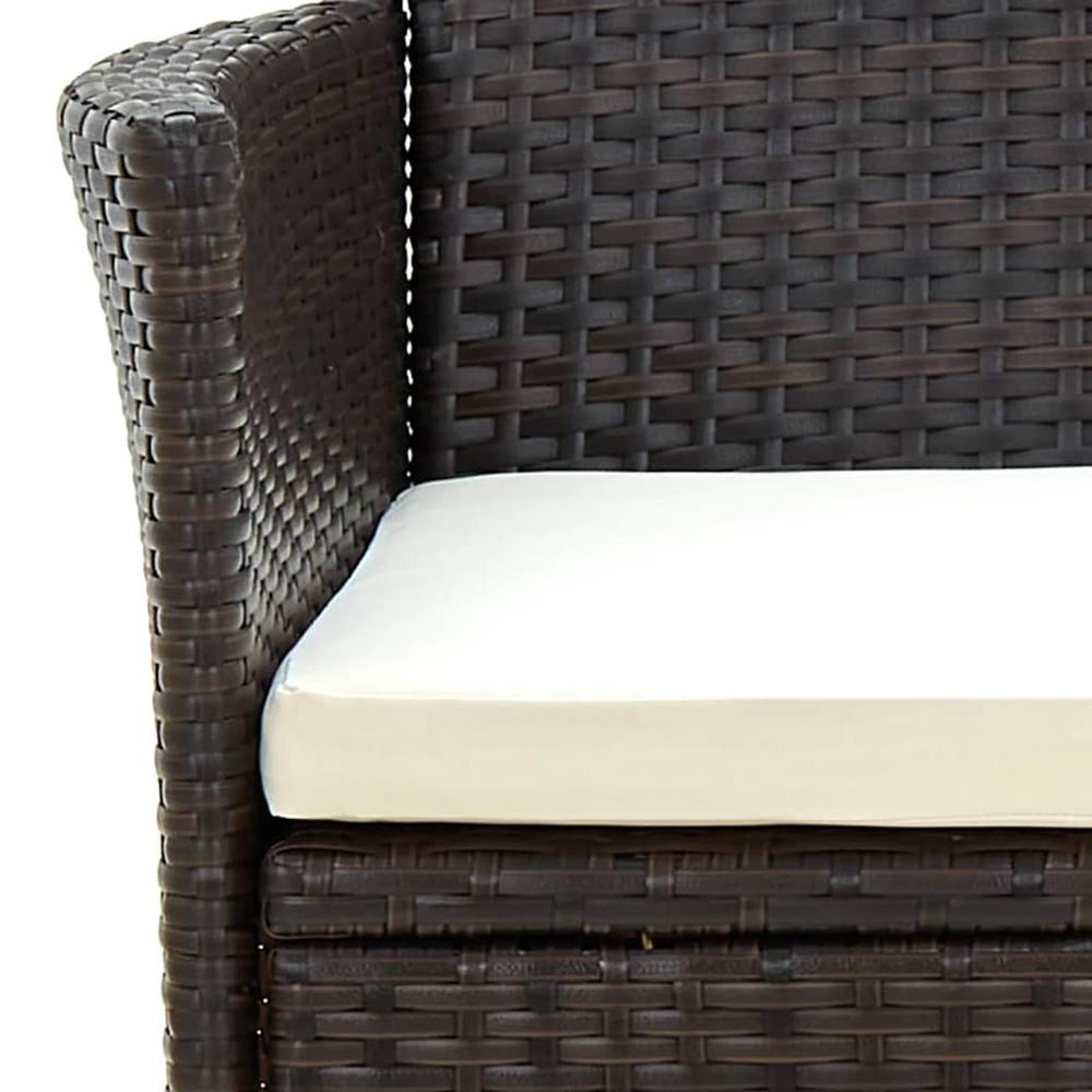 vidaXL Patio Chairs with Cushions 2 pcs Poly Rattan Brown. Picture 6