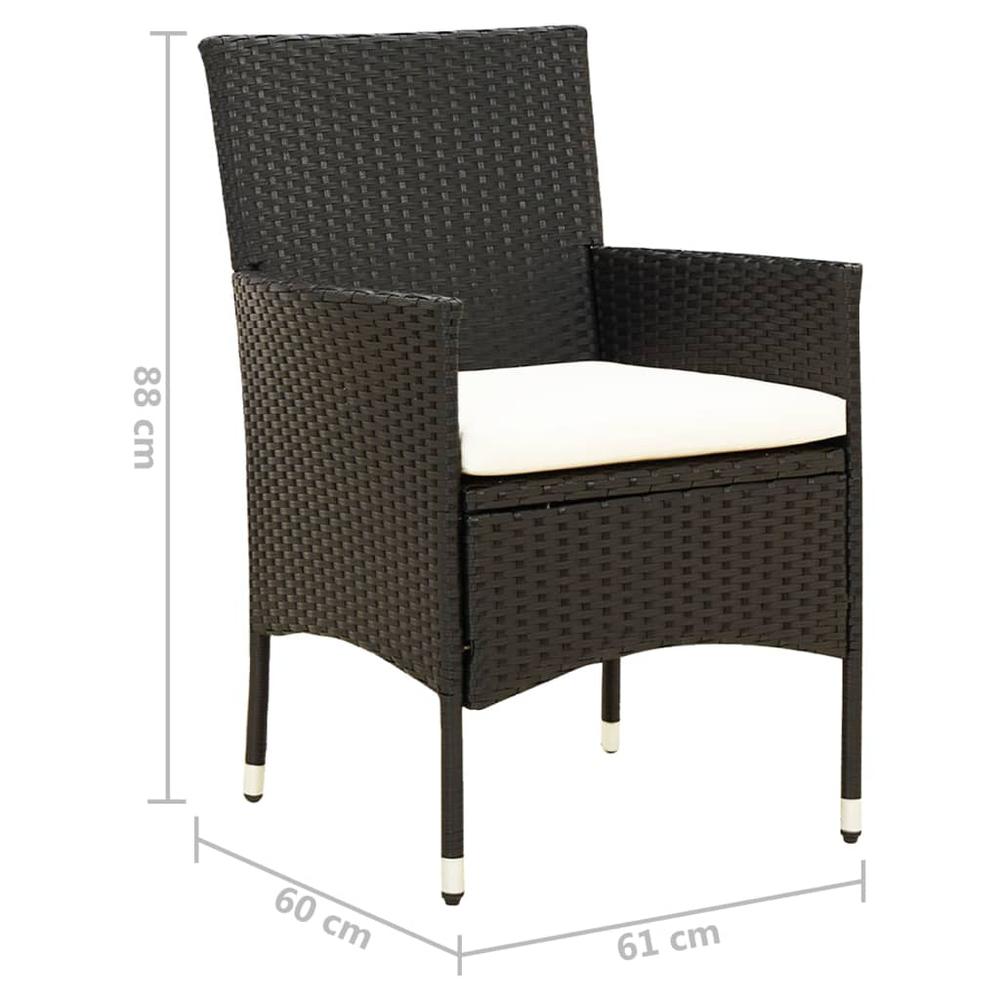 vidaXL Patio Chairs with Cushions 2 pcs Poly Rattan Black, 316680. Picture 7
