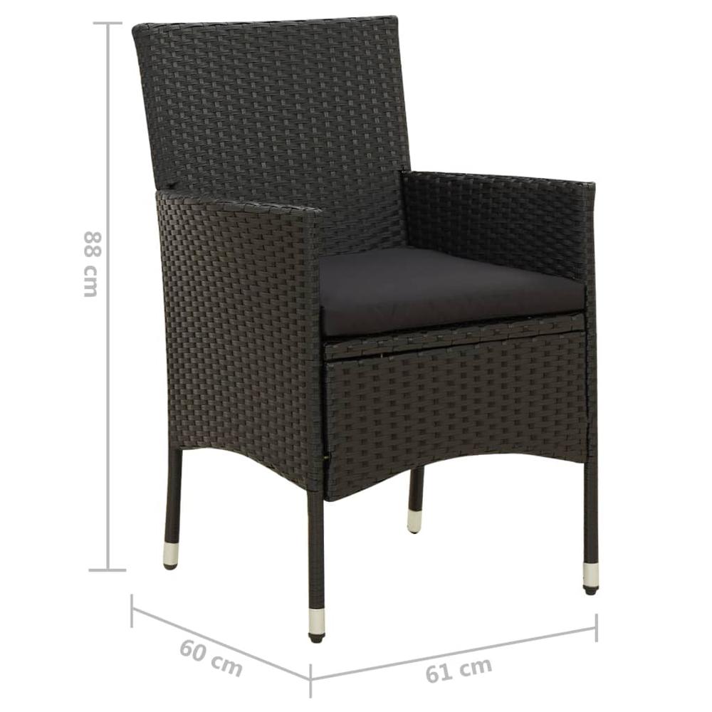 vidaXL Patio Chairs with Cushions 2 pcs Poly Rattan Black, 316681. Picture 7
