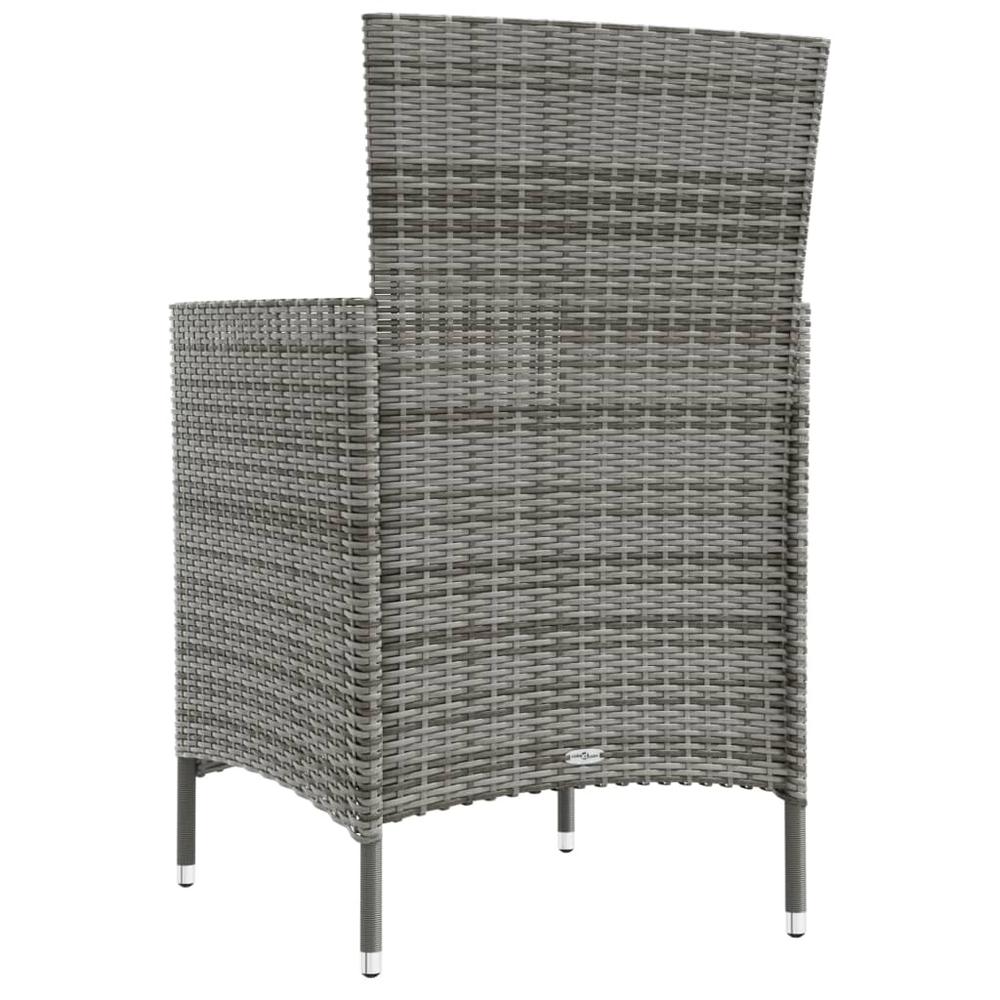 vidaXL Patio Chairs with Cushions 2 pcs Poly Rattan Gray. Picture 5