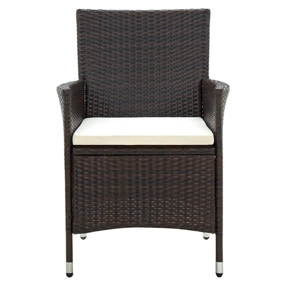 Patio Chairs with Cushions 4 pcs Poly Rattan Brown. Picture 2