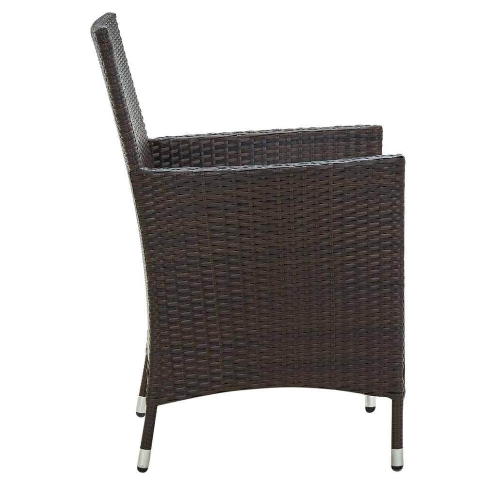 Patio Chairs with Cushions 4 pcs Poly Rattan Brown. Picture 3