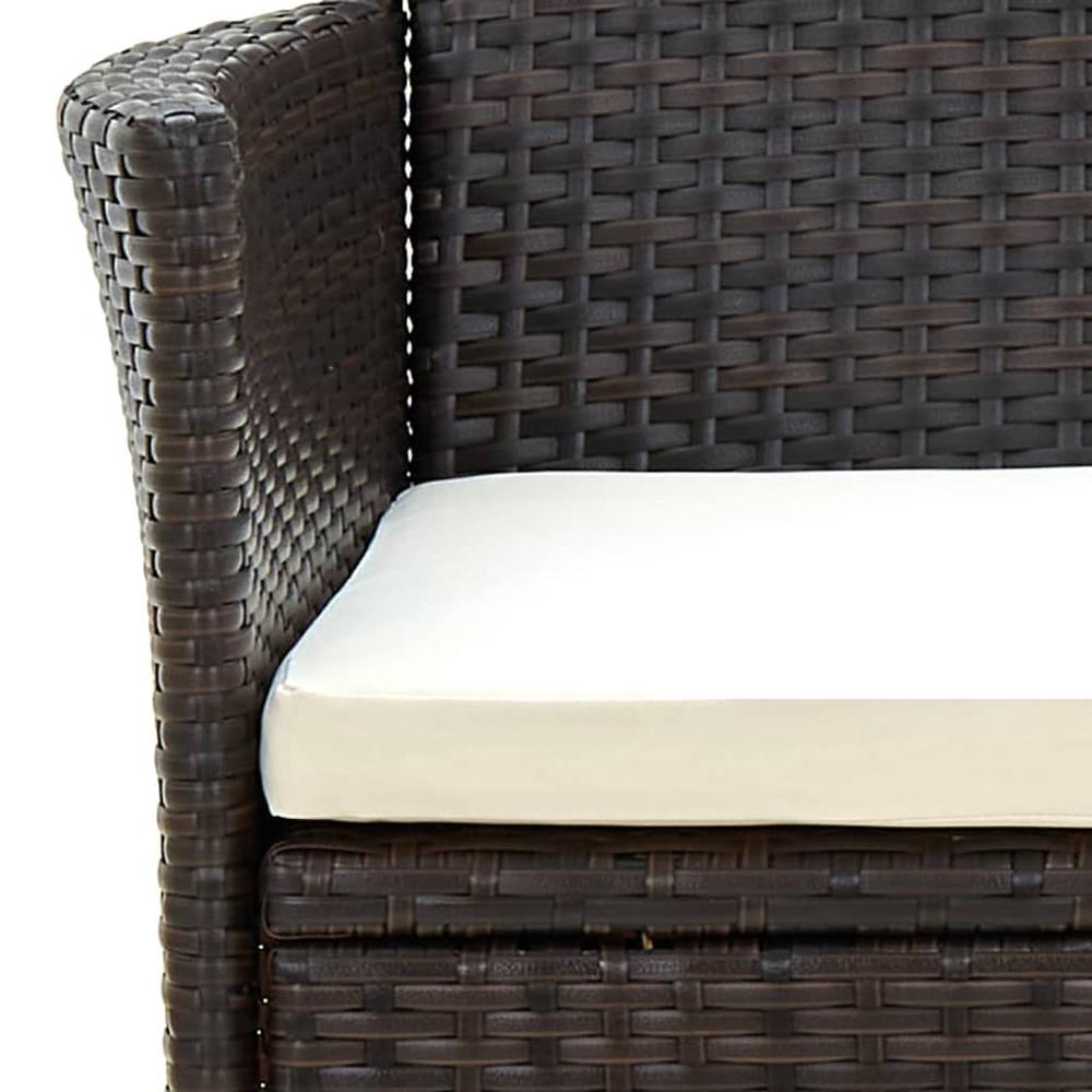 Patio Chairs with Cushions 4 pcs Poly Rattan Brown. Picture 5
