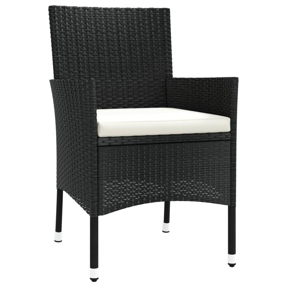 Patio Chairs with Cushions 4 pcs Poly Rattan Black. Picture 2