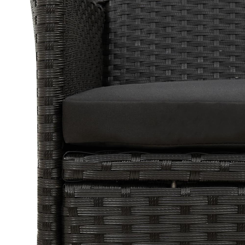 Patio Chairs with Cushions 4 pcs Poly Rattan Black. Picture 5