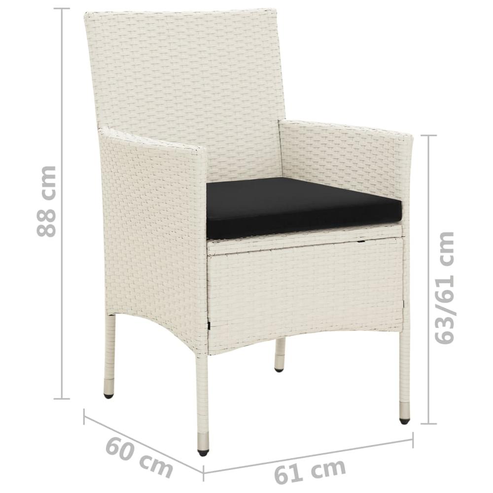 Patio Chairs with Cushions 4 pcs Poly Rattan White. Picture 8