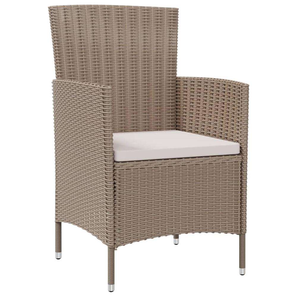 Patio Chairs with Cushions 4 pcs Poly Rattan Beige. Picture 1
