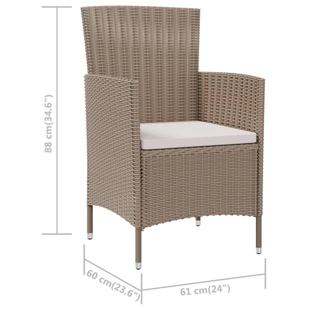 Patio Chairs with Cushions 4 pcs Poly Rattan Beige. Picture 6