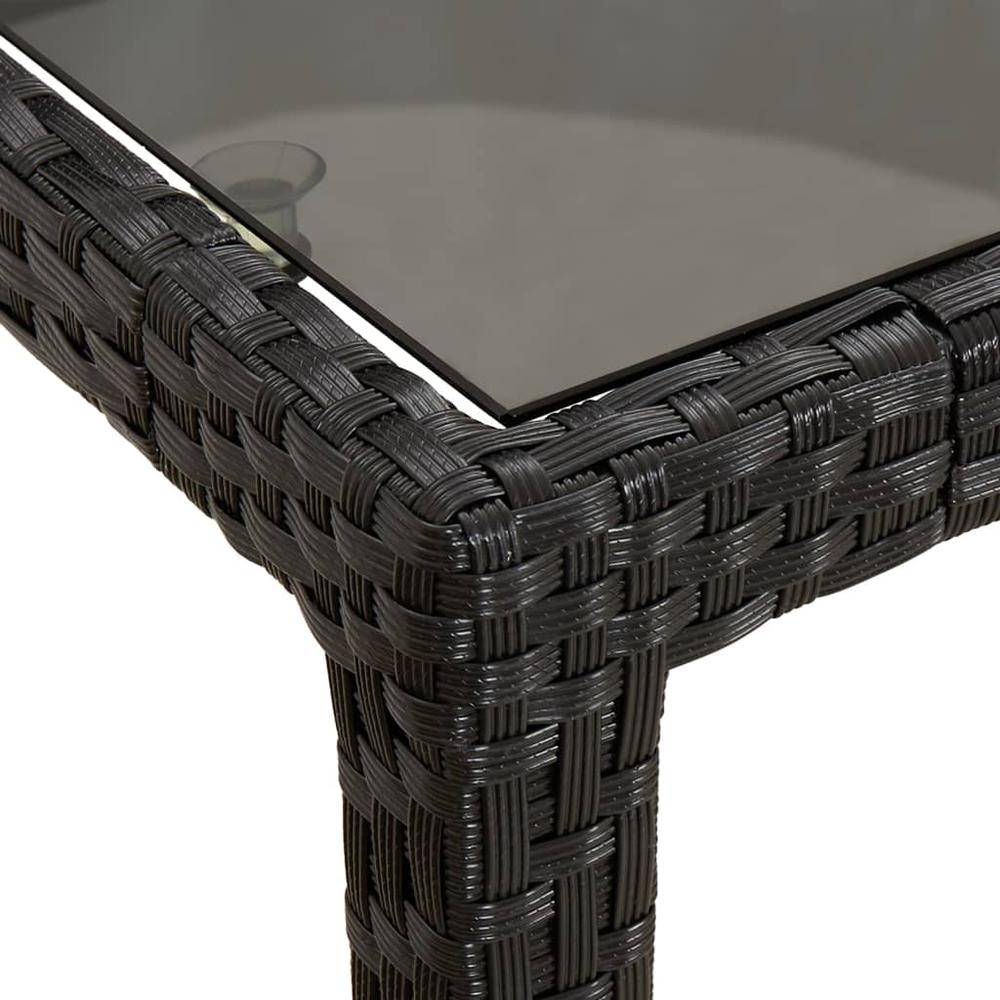 Patio Table 35.4"x35.4"x29.5" Tempered Glass and Poly Rattan Black. Picture 4