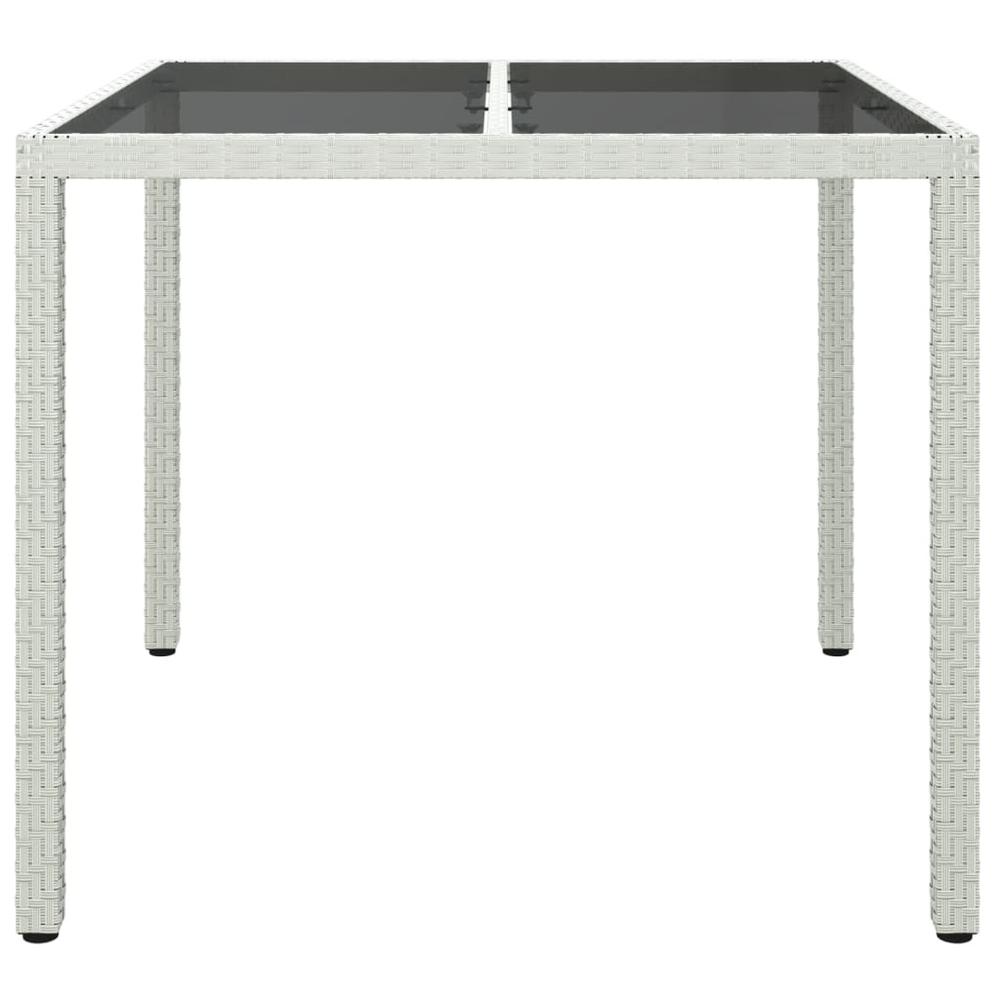 Patio Table 35.4"x35.4"x29.5" Tempered Glass and Poly Rattan White. Picture 2