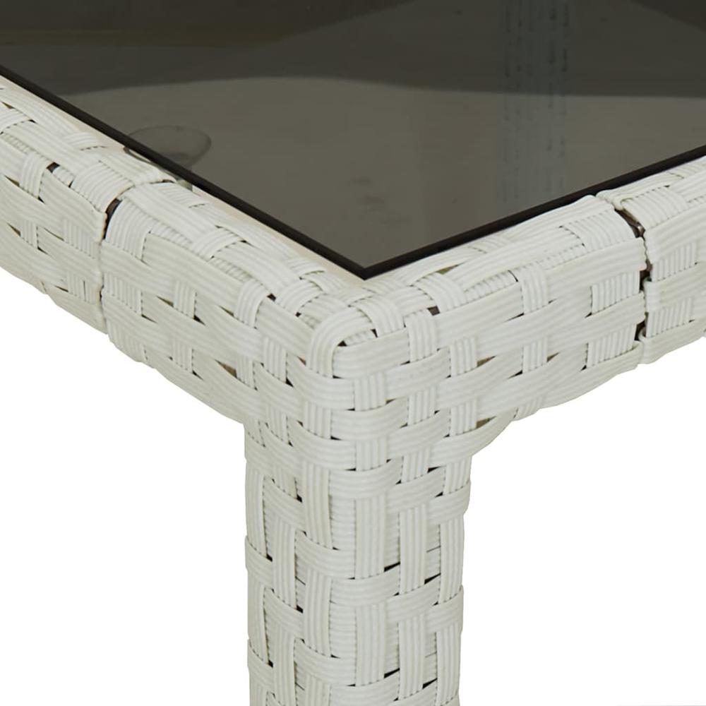 Patio Table 35.4"x35.4"x29.5" Tempered Glass and Poly Rattan White. Picture 4
