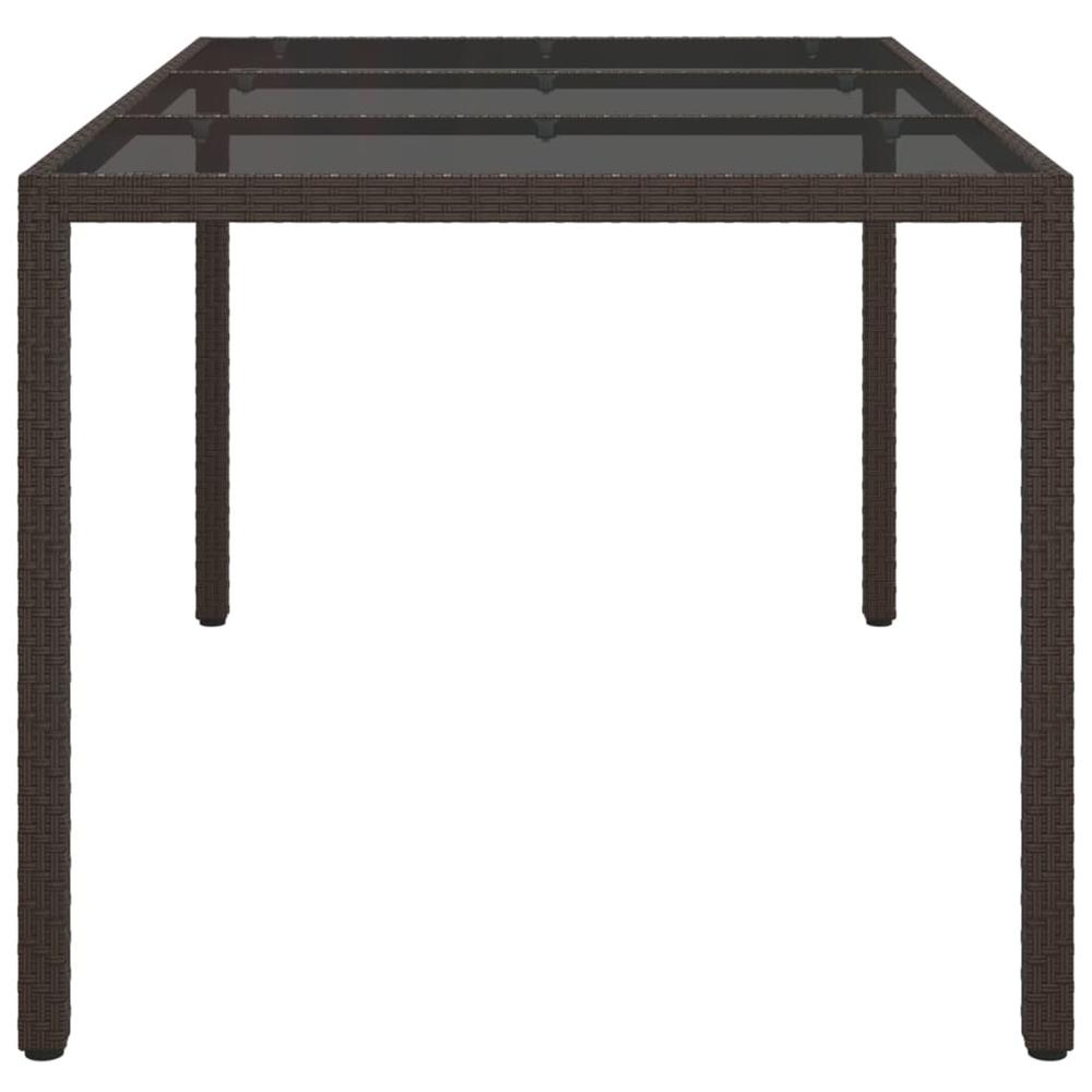Patio Table 59.1"x35.4"x29.5" Tempered Glass and Poly Rattan Brown. Picture 3