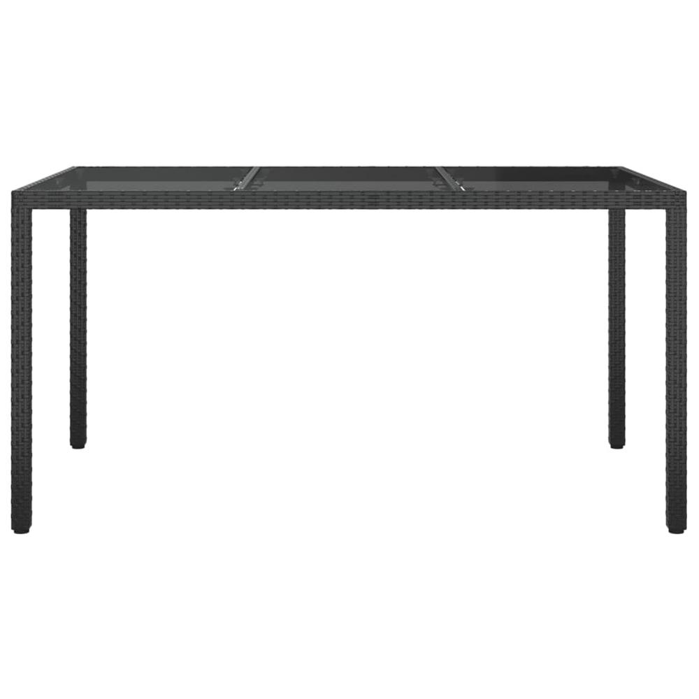 Patio Table 59.1"x35.4"x29.5" Tempered Glass and Poly Rattan Black. Picture 2