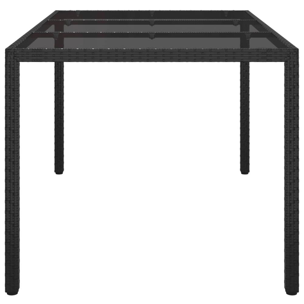 Patio Table 59.1"x35.4"x29.5" Tempered Glass and Poly Rattan Black. Picture 3
