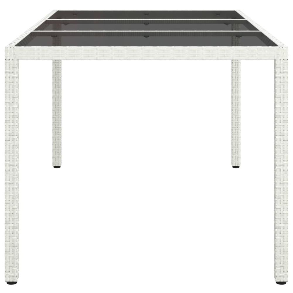 Patio Table 59.1"x35.4"x29.5" Tempered Glass and Poly Rattan White. Picture 3