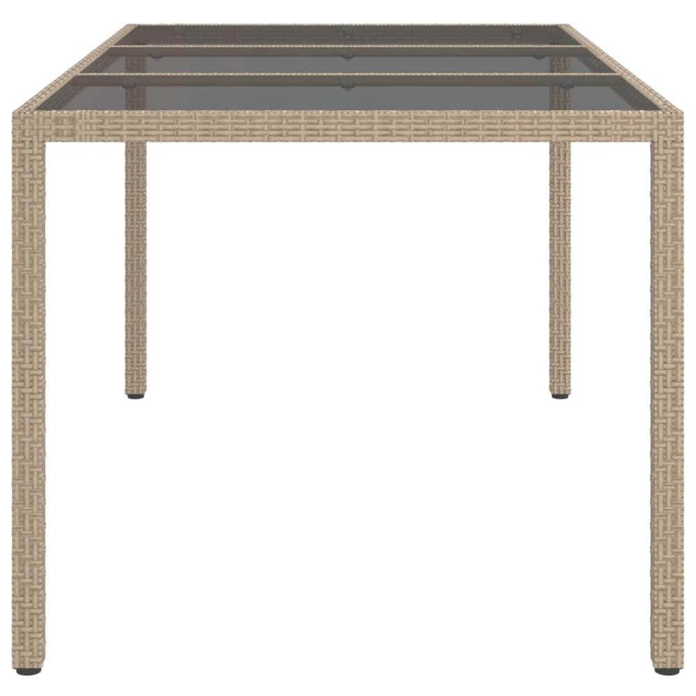 Patio Table 59.1"x35.4"x29.5" Tempered Glass and Poly Rattan Beige. Picture 3