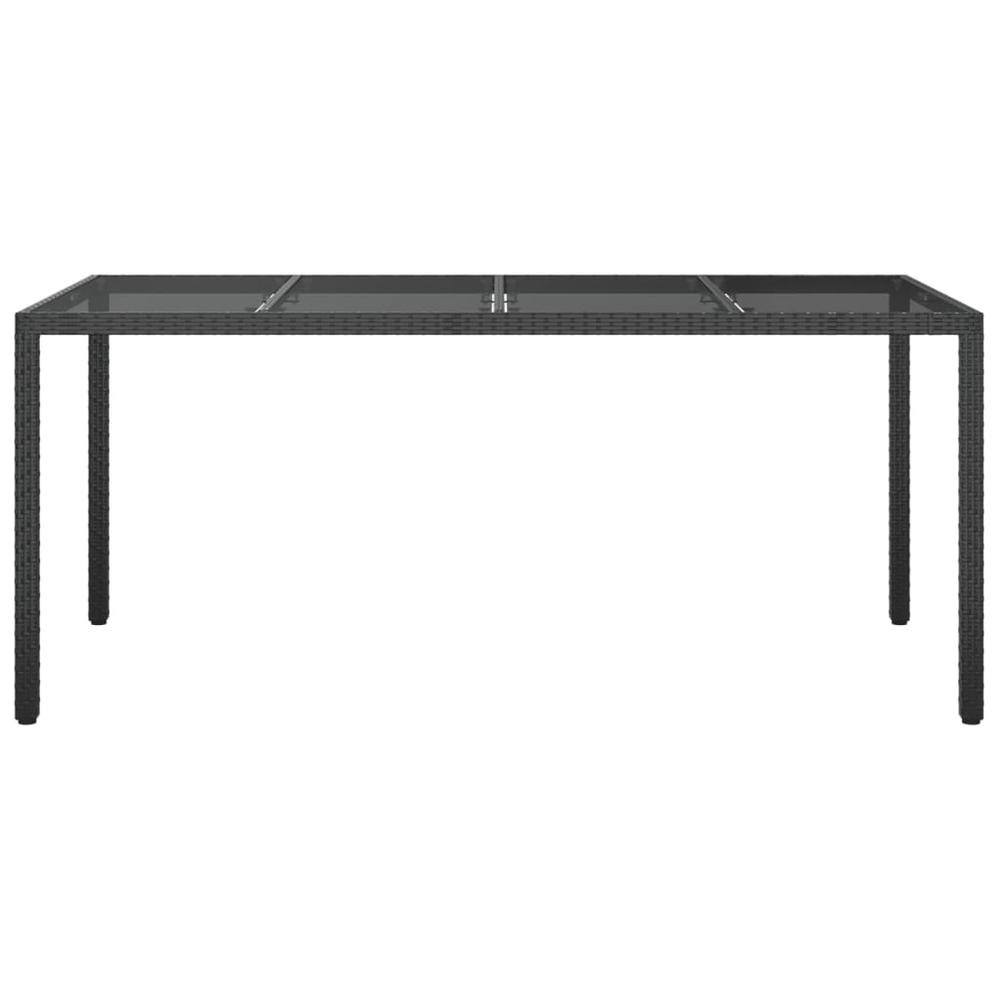 Patio Table Black 74.8"x35.4"x29.5" Tempered Glass and Poly Rattan. Picture 2