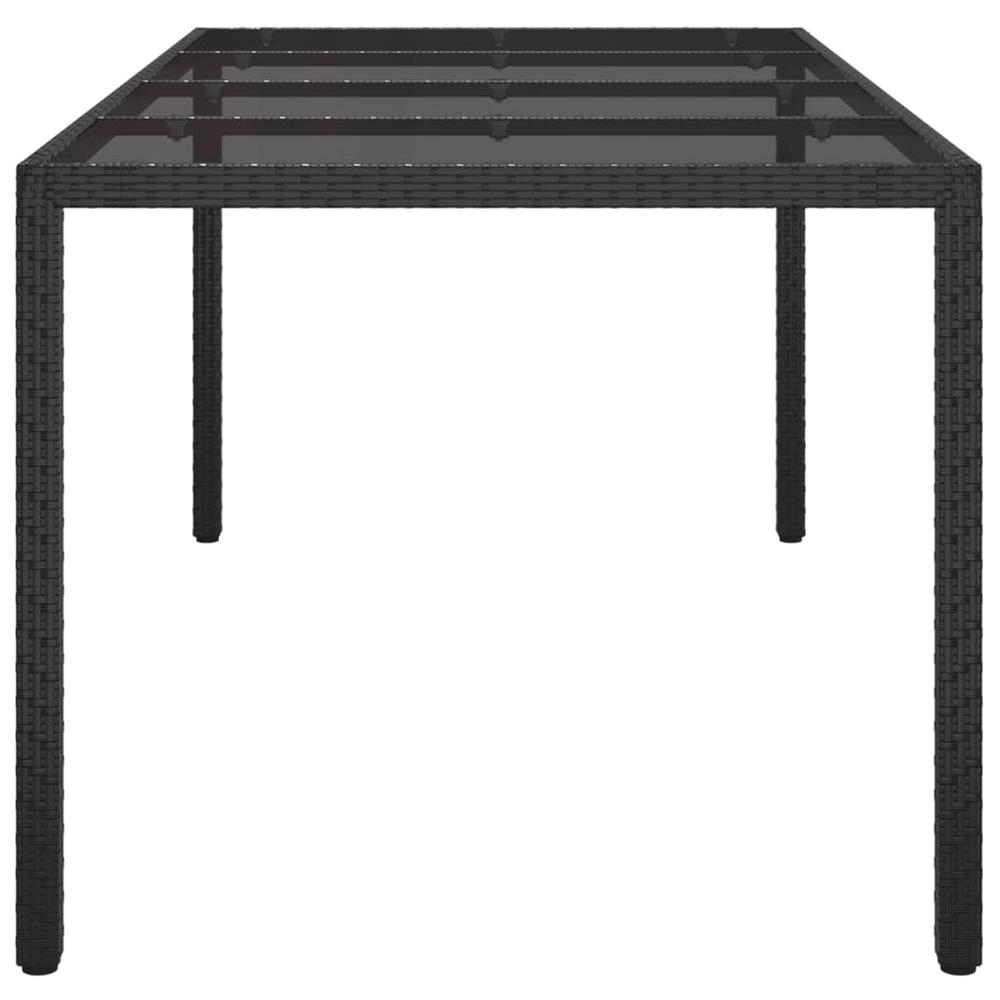 Patio Table Black 74.8"x35.4"x29.5" Tempered Glass and Poly Rattan. Picture 3