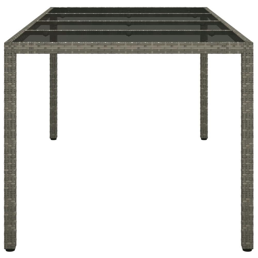 Patio Table Gray 74.8"x35.4"x29.5" Tempered Glass and Poly Rattan. Picture 3