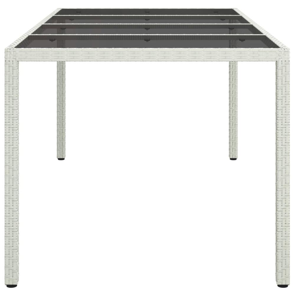 Patio Table White 74.8"x35.4"x29.5" Tempered Glass and Poly Rattan. Picture 3