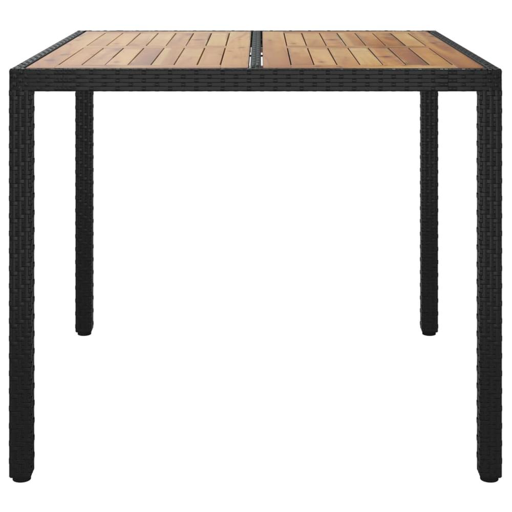 Patio Table 35.4"x35.4"x29.5" Poly Rattan and Acacia Wood Black. Picture 2