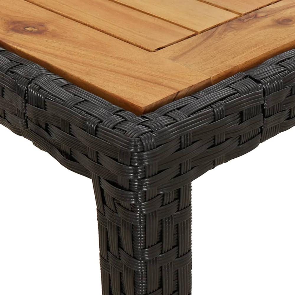 Patio Table 35.4"x35.4"x29.5" Poly Rattan and Acacia Wood Black. Picture 4