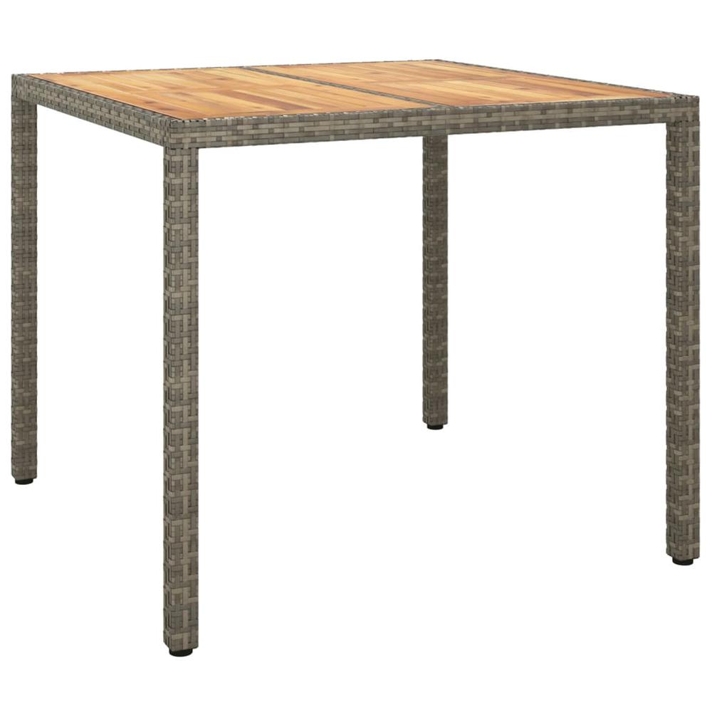 Patio Table 35.4"x35.4"x29.5" Poly Rattan and Acacia Wood Gray. Picture 1