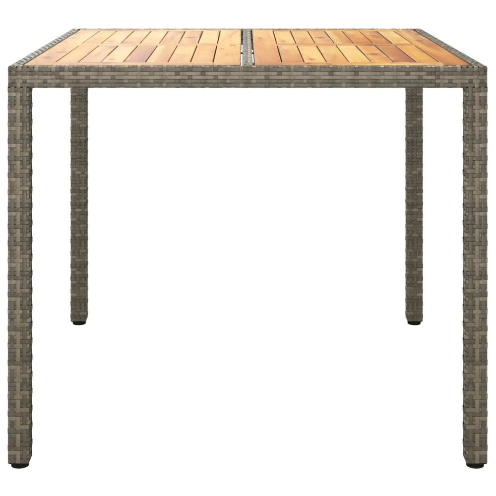 Patio Table 35.4"x35.4"x29.5" Poly Rattan and Acacia Wood Gray. Picture 2