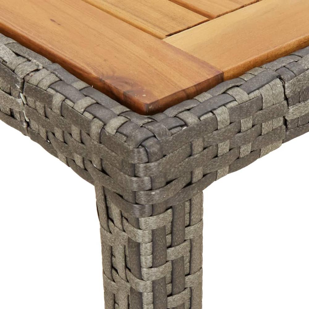 Patio Table 35.4"x35.4"x29.5" Poly Rattan and Acacia Wood Gray. Picture 4