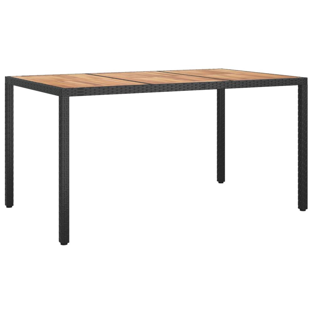 Garden Table 59.1"x35.4"x29.5" Poly Rattan and Acacia Wood Black. Picture 1