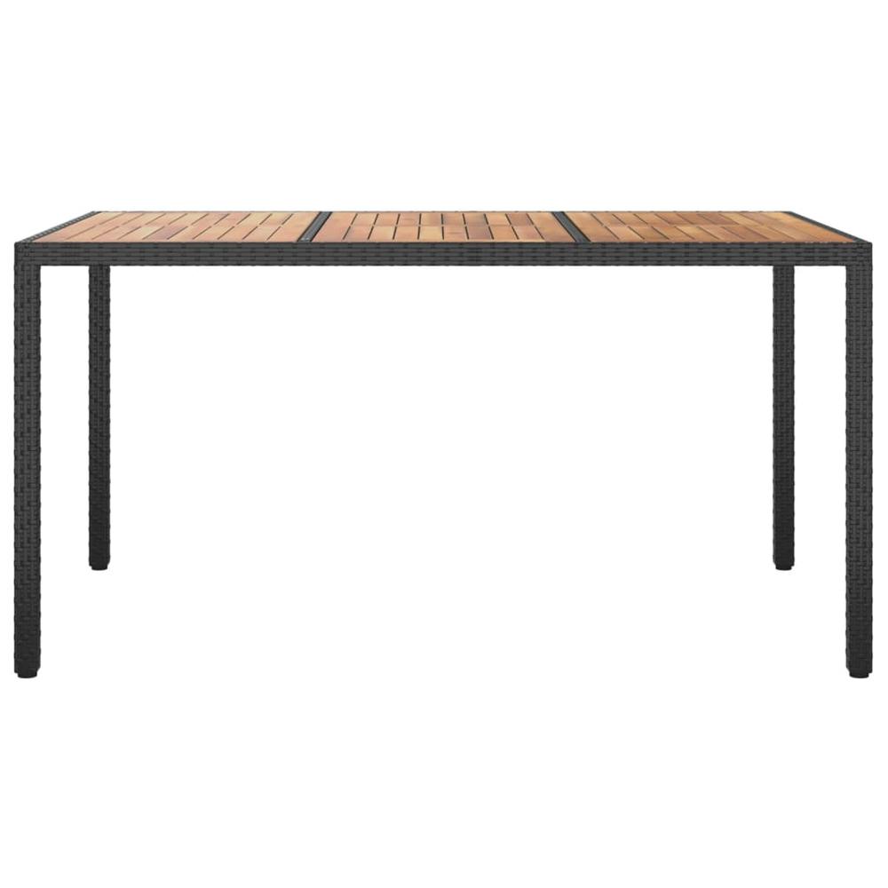 Garden Table 59.1"x35.4"x29.5" Poly Rattan and Acacia Wood Black. Picture 2