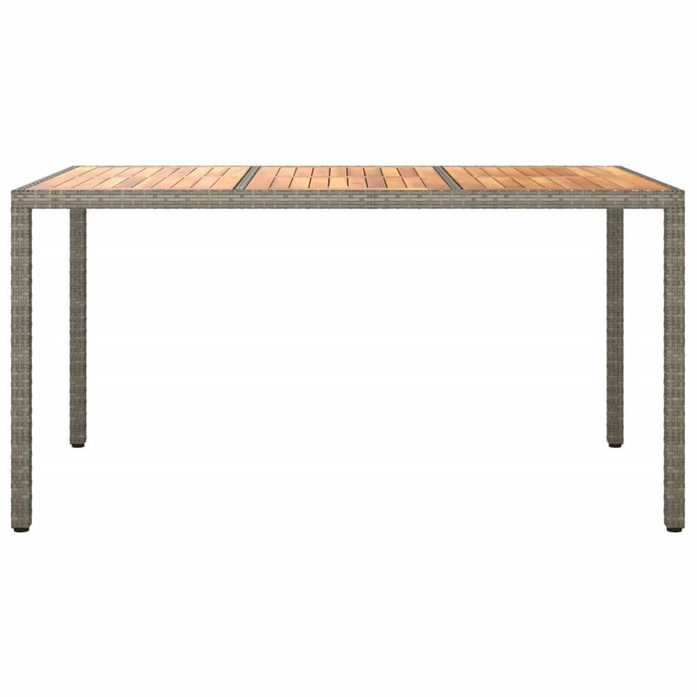 Patio Table 59.1"x35.4"x29.5" Poly Rattan and Acacia Wood Gray. Picture 2